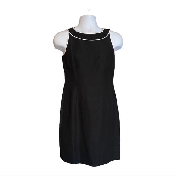 Ann Taylor Dresses & Skirts - Black With White Trim Linen Blend Sleeveless Dress